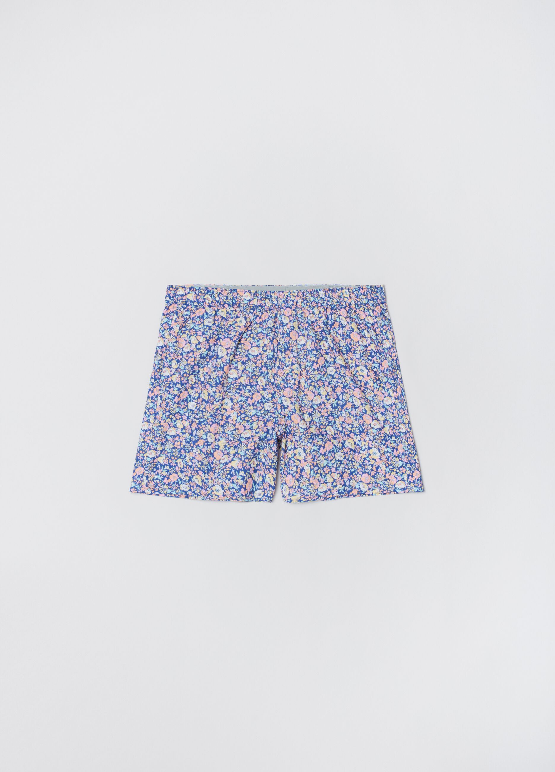 Cotton boxer shorts with floral print