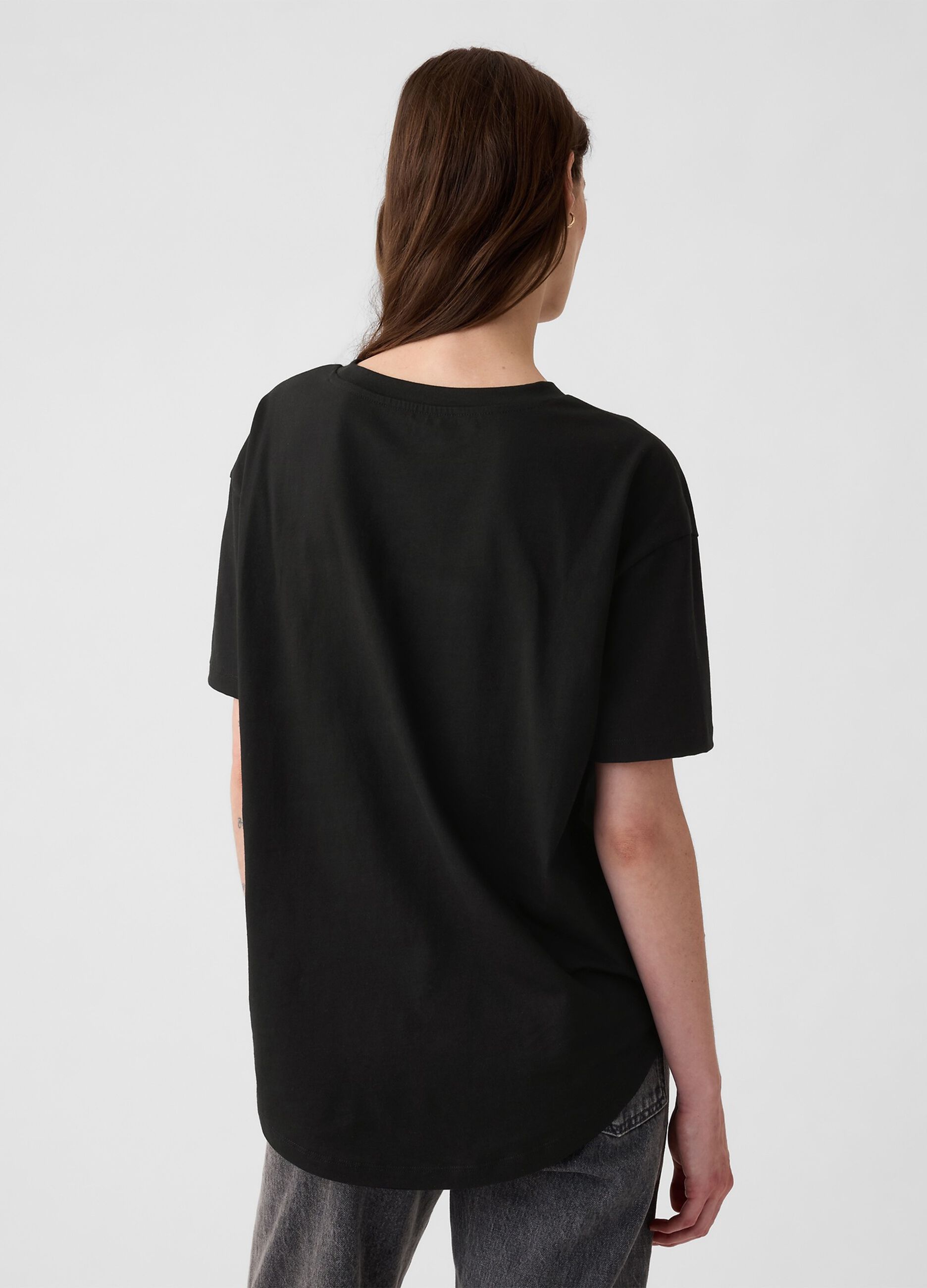 T-shirt nera in cotone a maniche corte_1