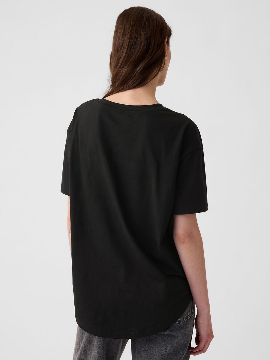 T-shirt nera in cotone a maniche corte Woman_1