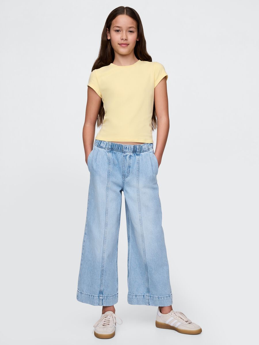 Wide-Leg Denim Trousers GAP Kids Girl_0