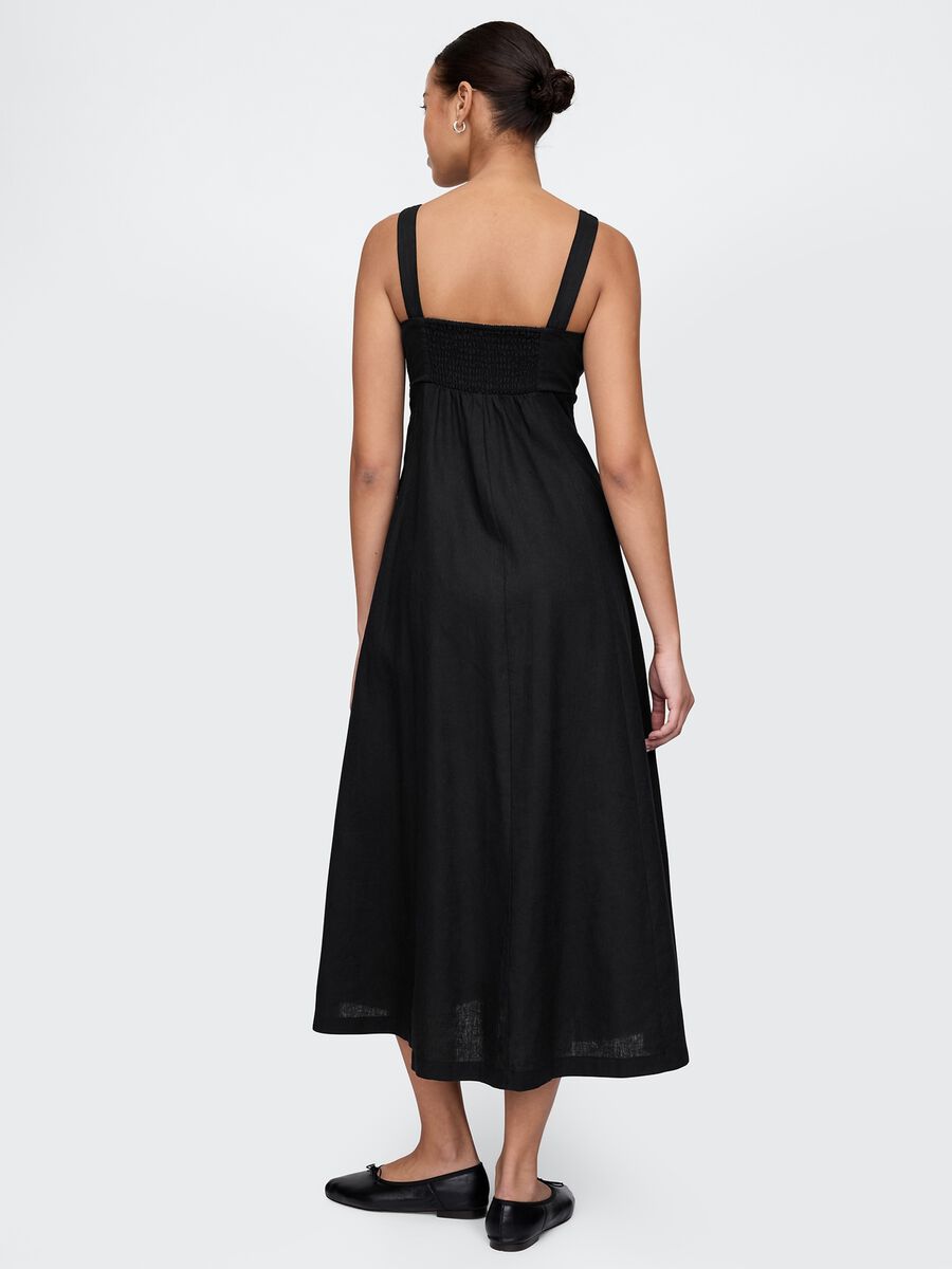 Abito lungo nero in lino e viscosa Gap Donna_2