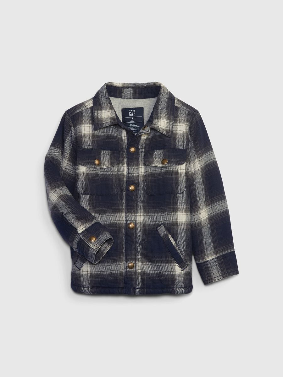 Shacket in flannel with check pattern Newborn Boy_0