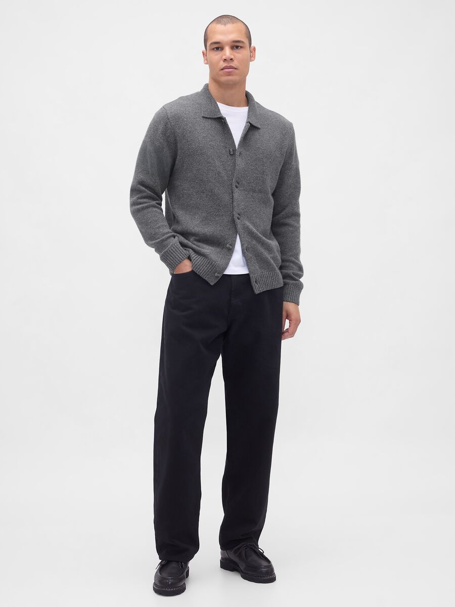Grey cardigan in wool and polyamide Man_2