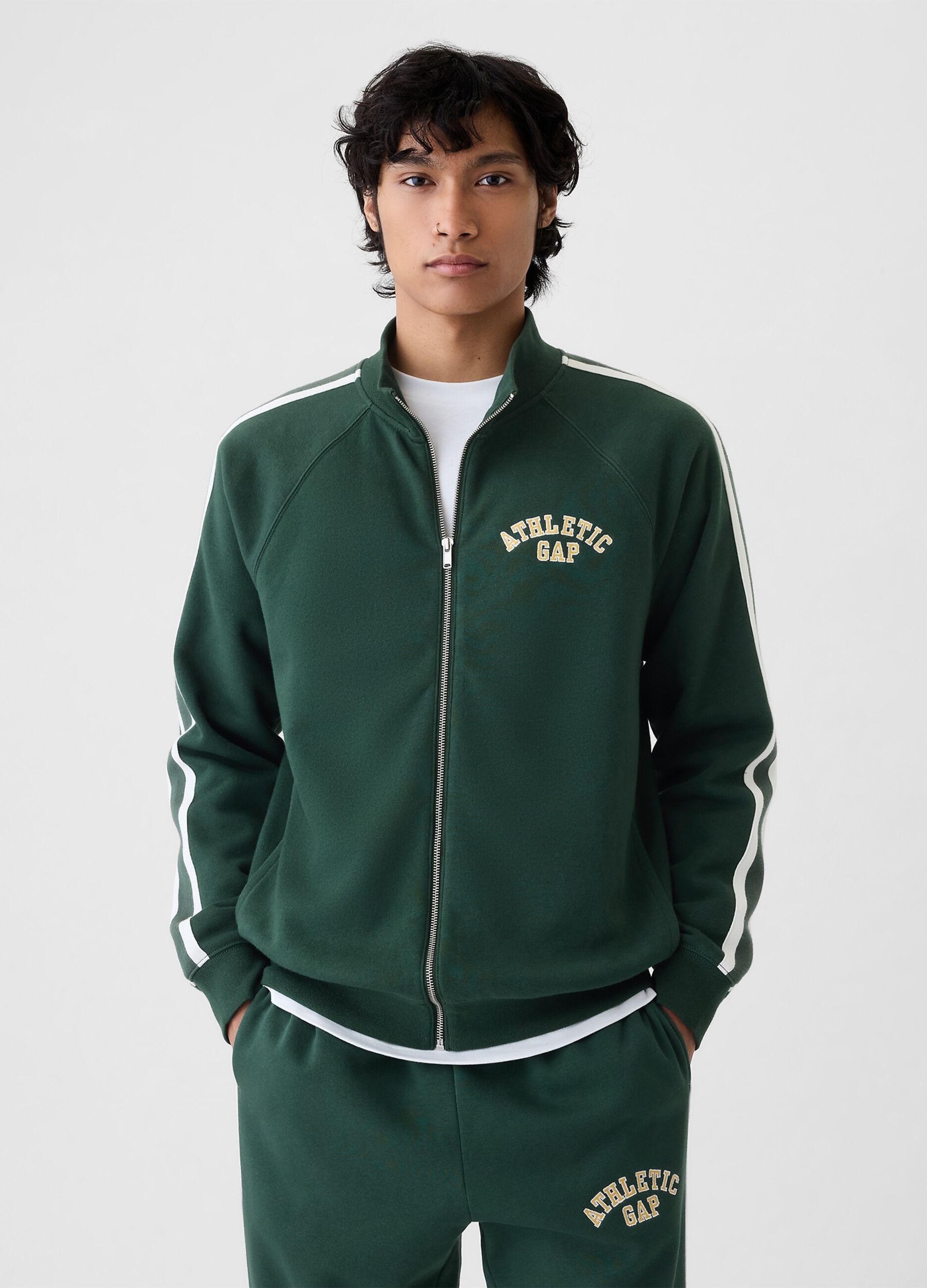 Full-zip con bande rigate e ricamo Athletic
