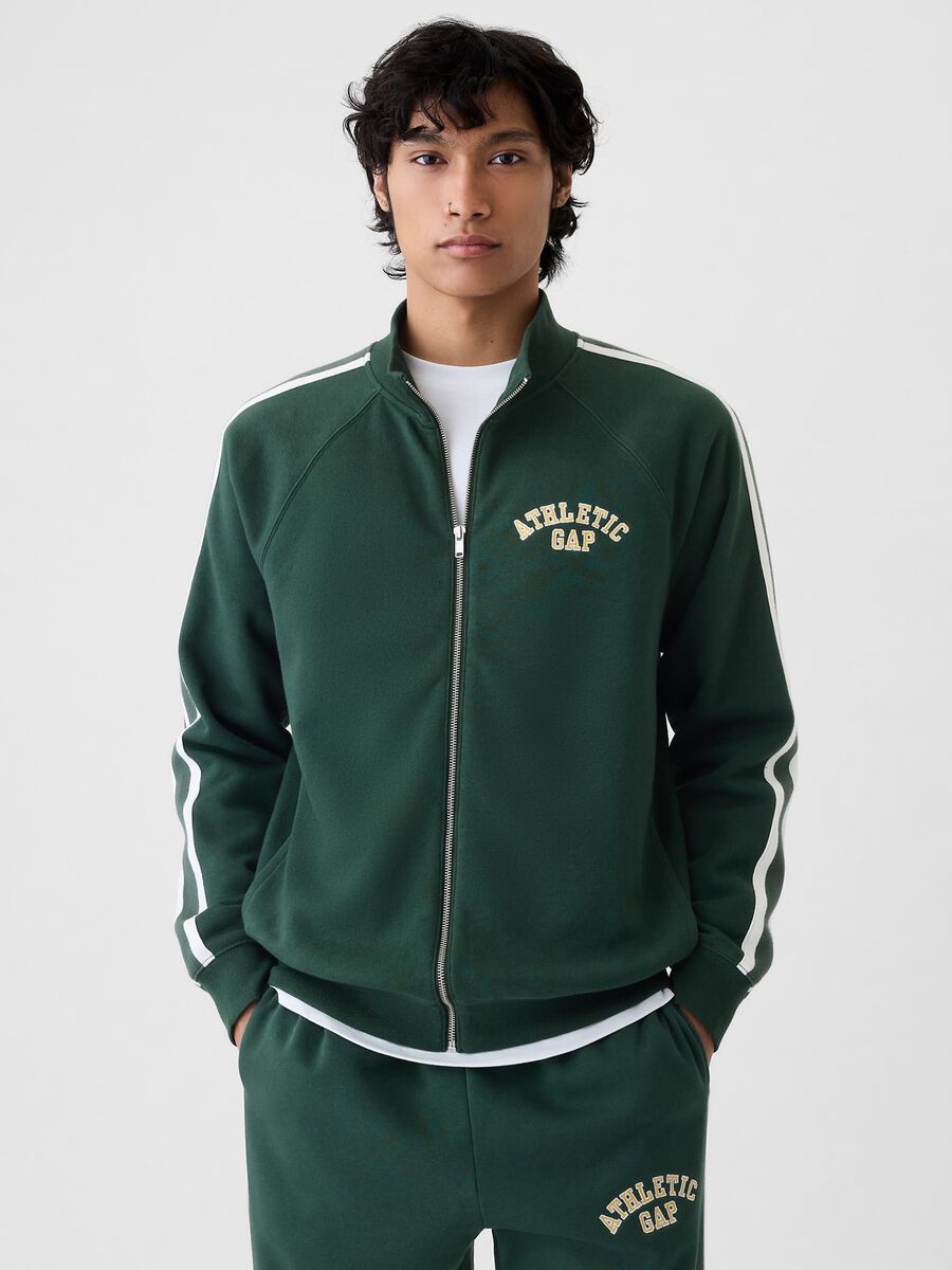 Full-zip con bande rigate e ricamo Athletic Uomo_0