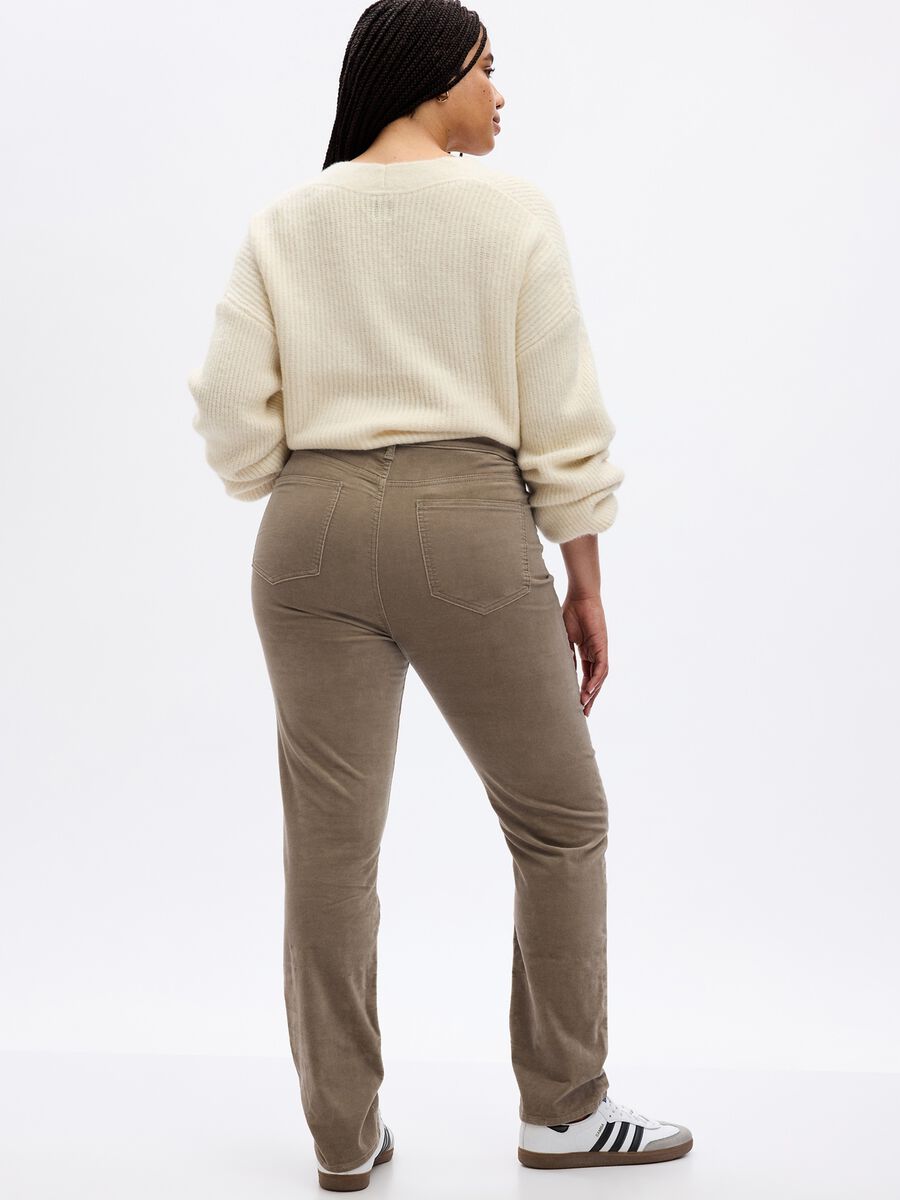 Slim-fit trousers in velvet with high waist Woman_4