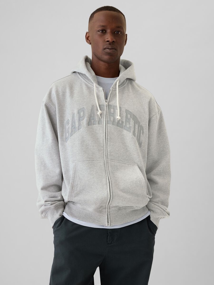 Full-zip con cappuccio e ricamo logo Uomo_0