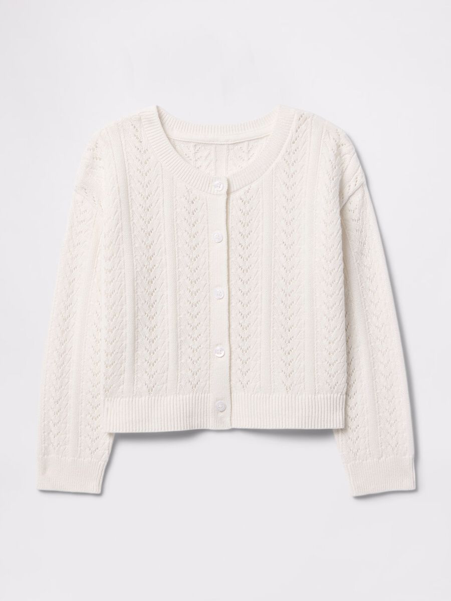Cardigan bianco in cotone traforato GAP Kids Bimba_1