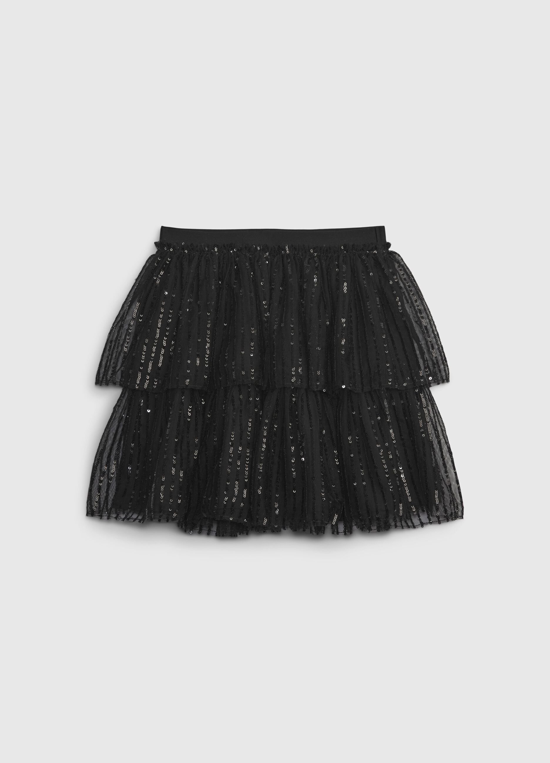 Short tiered skirt with sequins