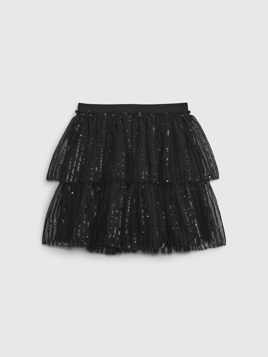 Short tiered skirt with sequins Girl_0