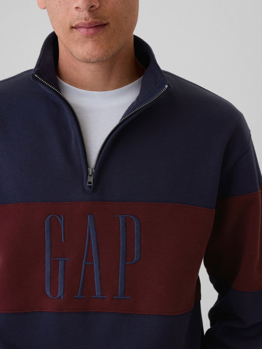Felpa half-zip colorblock con ricamo logo Uomo_2