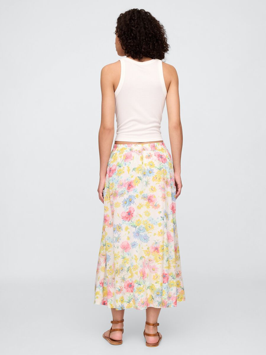 Multicolor floral midi skirt in viscose and cotton blend Woman_2