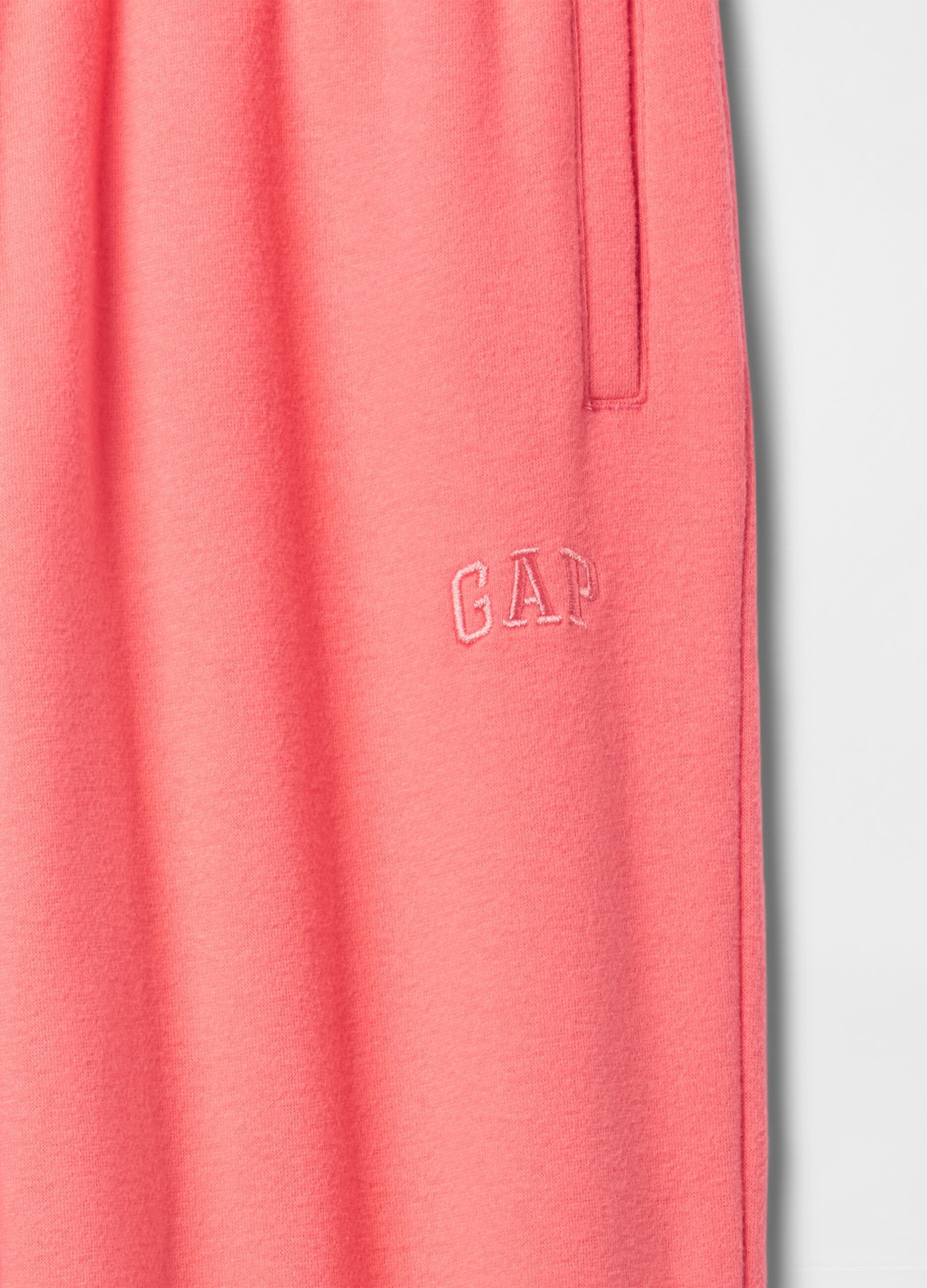 Joggers rosa con profili elasticati e ricamo logo_4