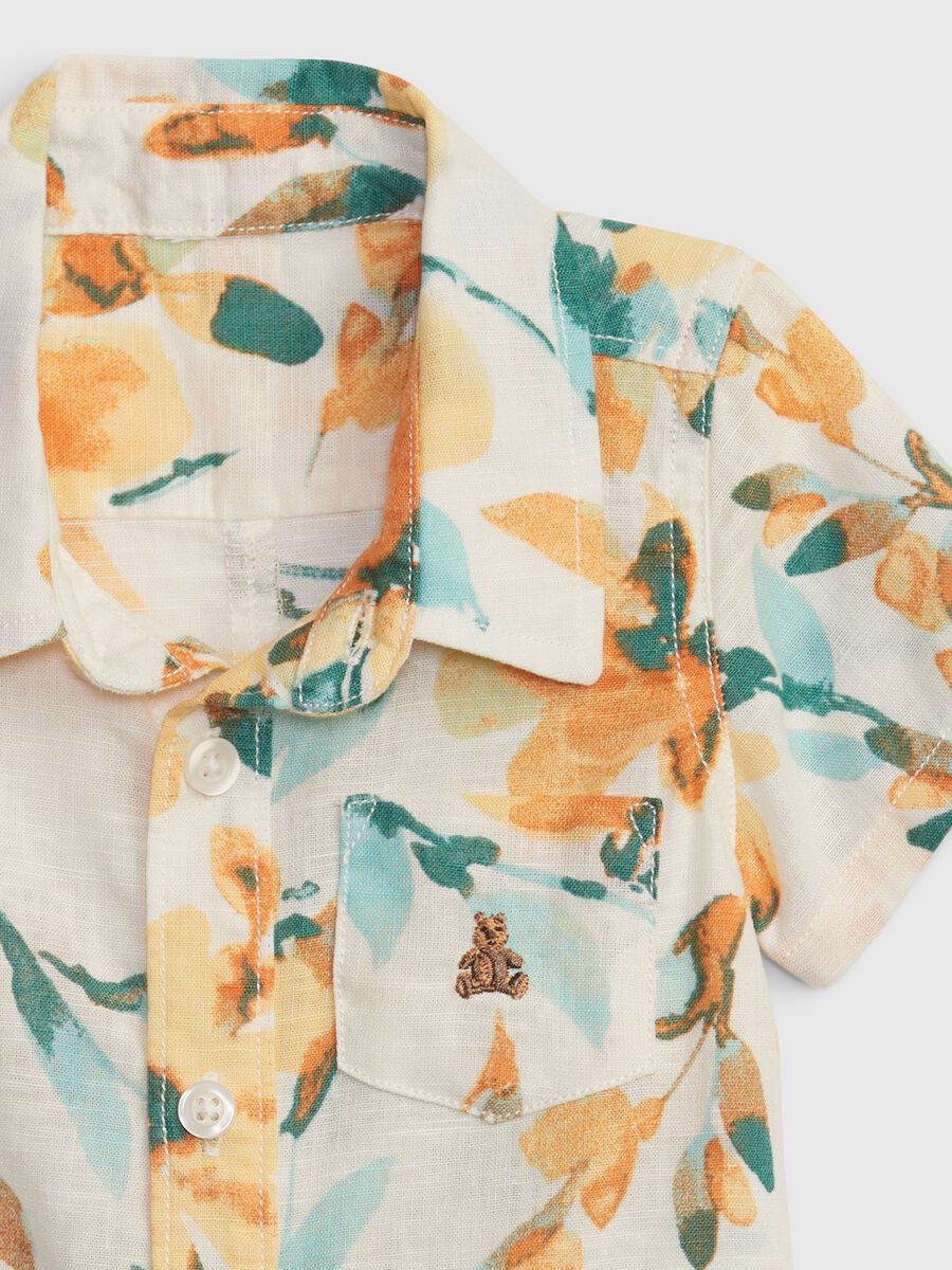 Shirt romper suit with floral pattern. Newborn_3