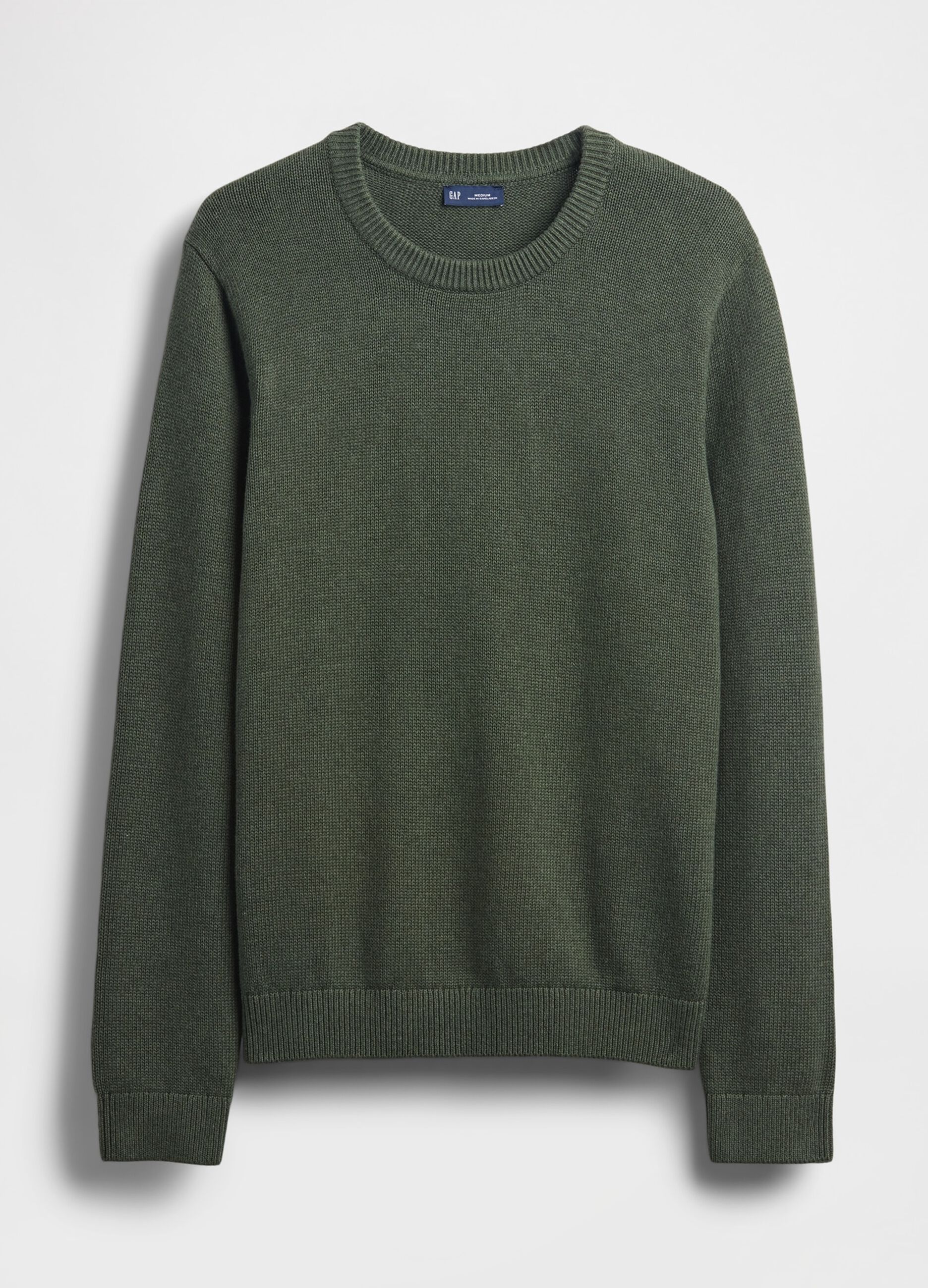 Maglione girocollo verde in puro cotone