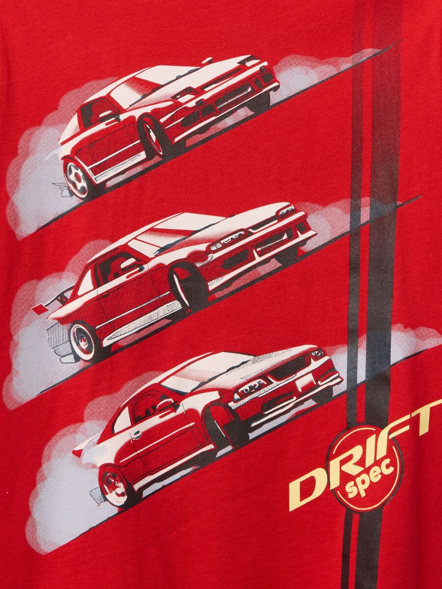 T-shirt rossa con stampa automobilistica Boy_1