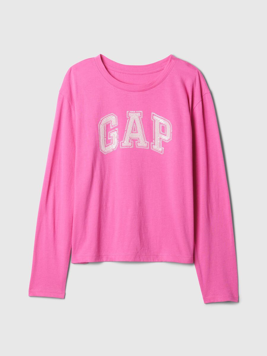 T-shirt con logo in micro paillettes Bambina_3