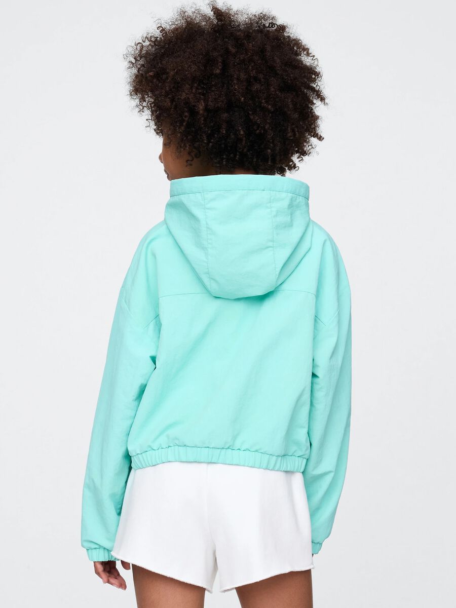 Giacca leggera con cappuccio verde menta Bambina_2