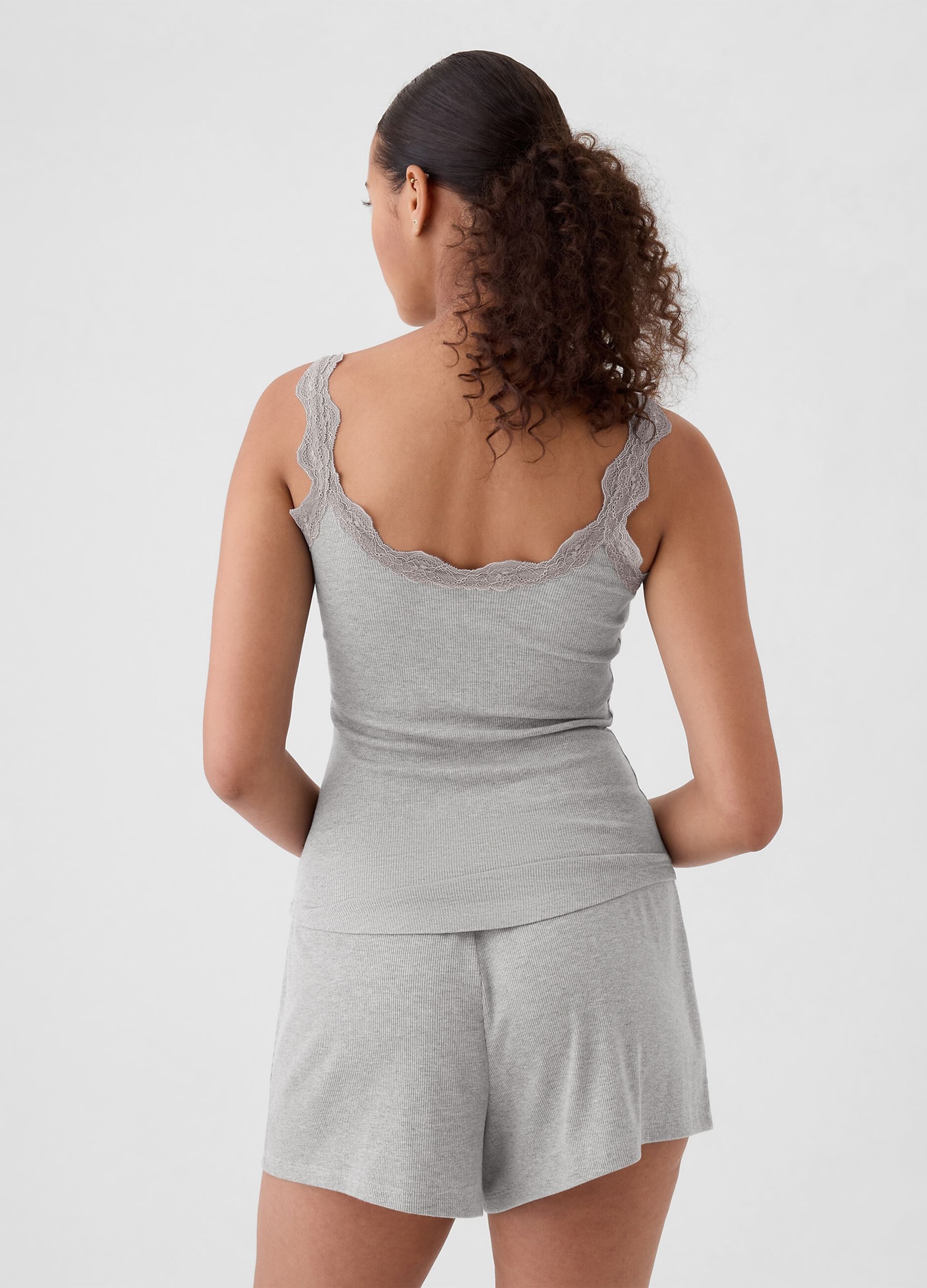 Stretch grey pyjama with lace details