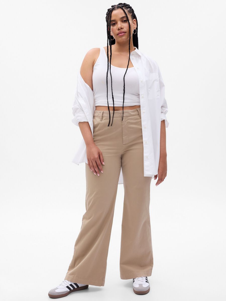 Pantaloni flare fit a vita alta Donna_3