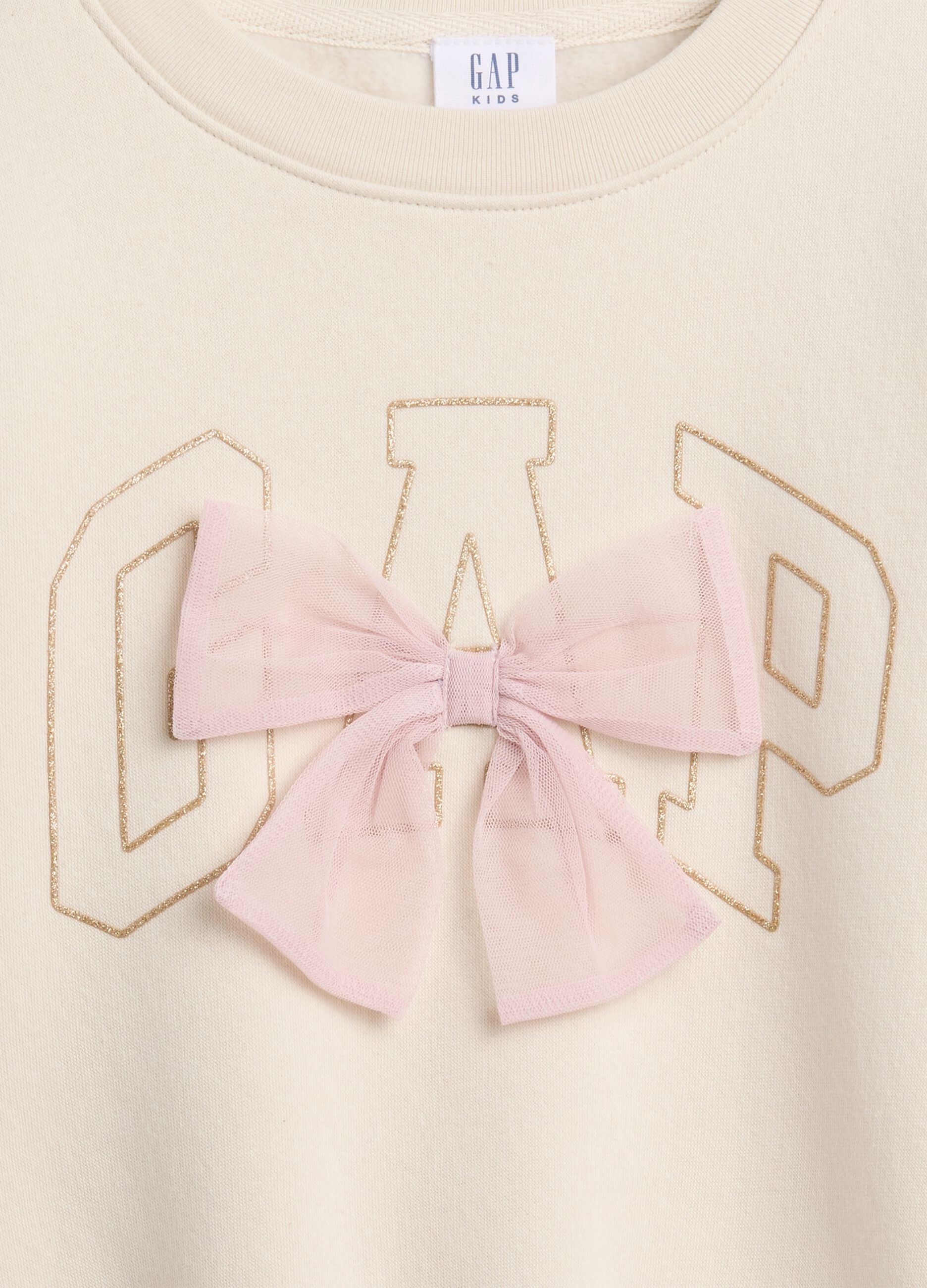 Felpa beige con fiocco in maglia_1