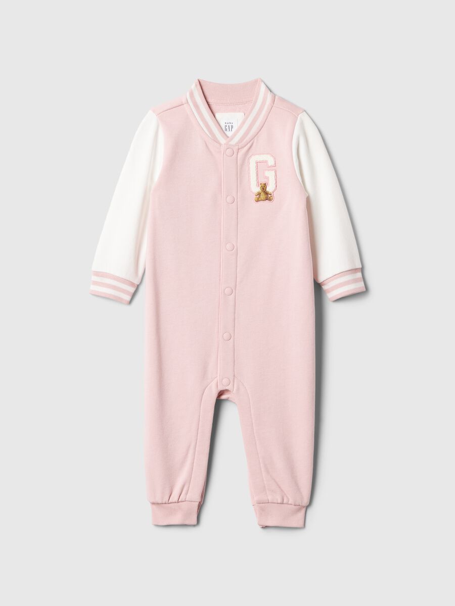 Tutina varsity con ricamo orsetto e lettering Neonato_0