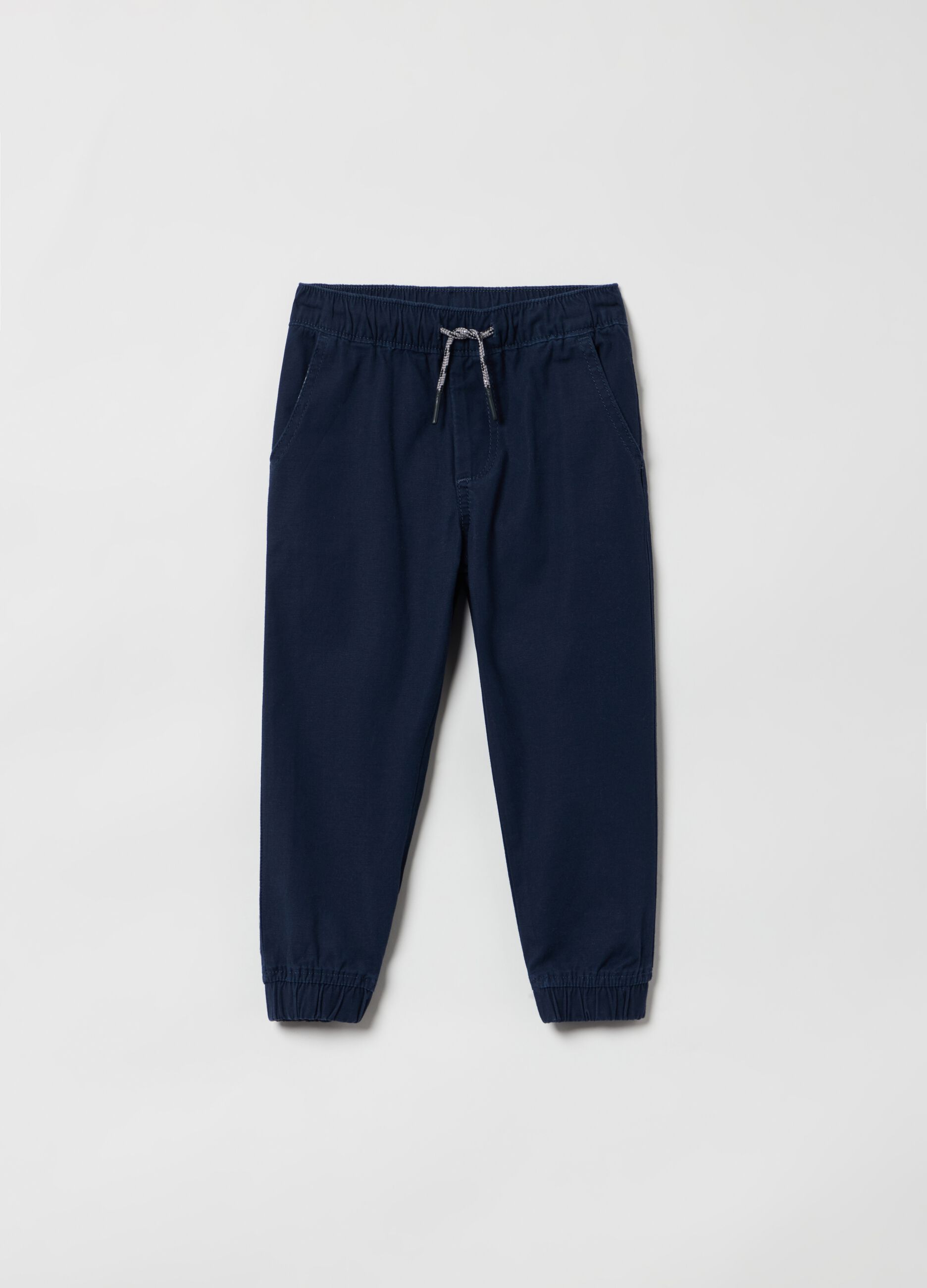 Woven trousers with drawstring