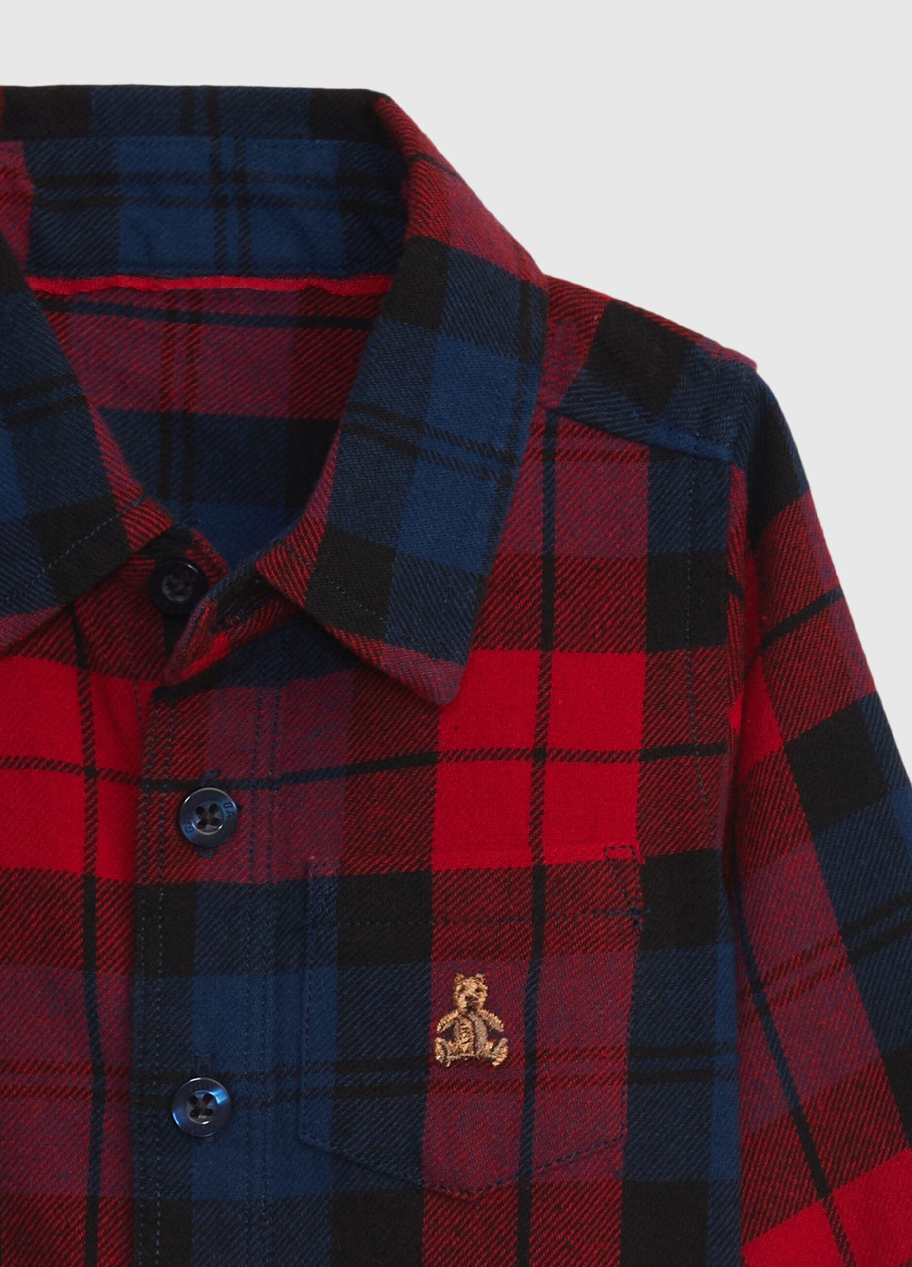 Tartan flannel shirt with embroidered bear_2