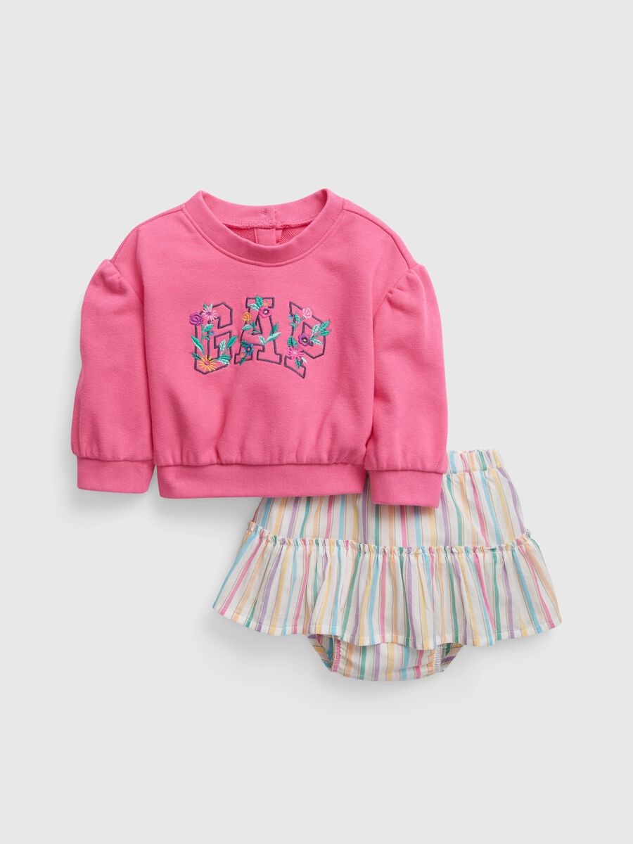 Embroidered sweatshirt and frilled culotte set Newborn Boy_0