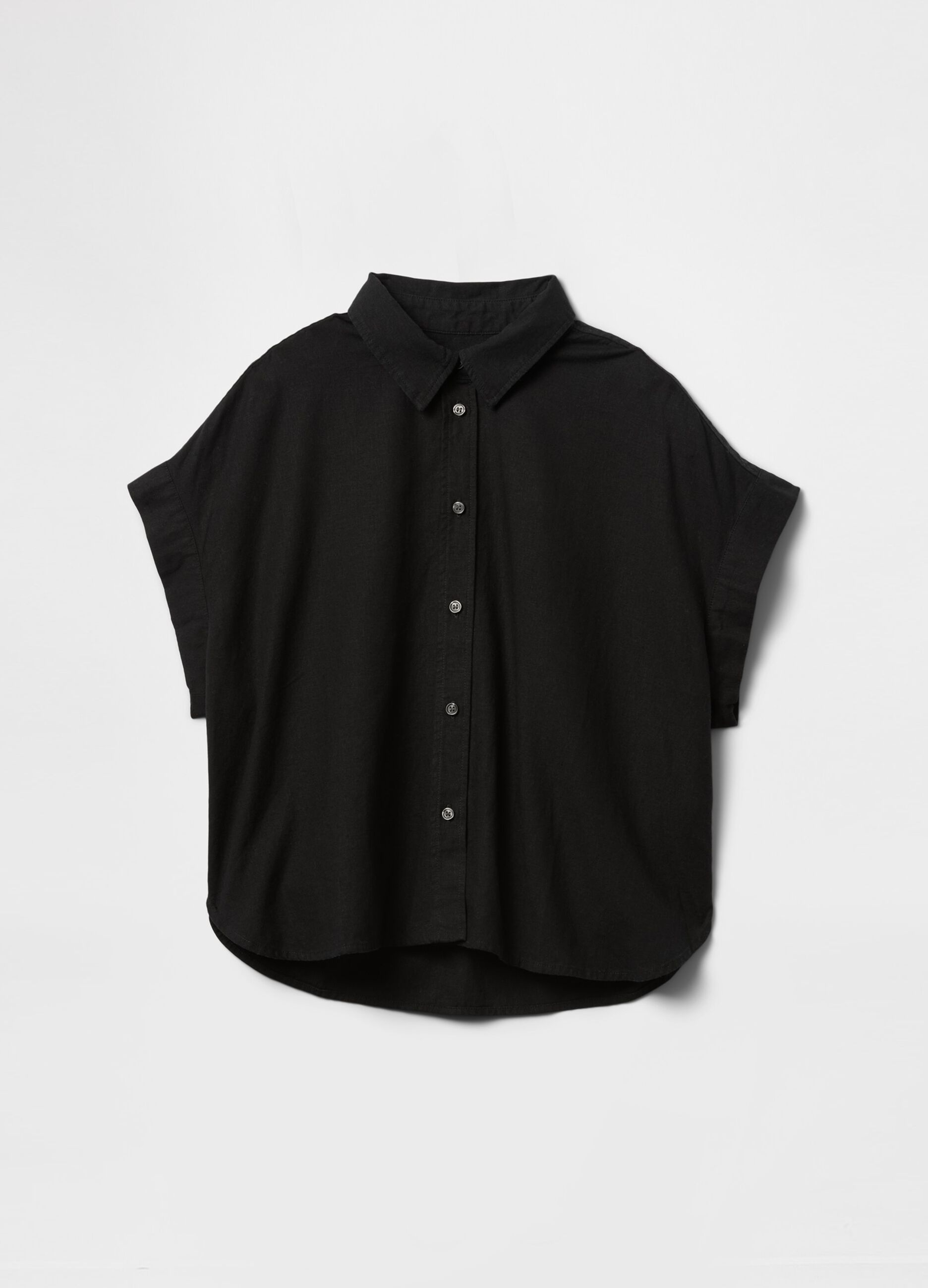 Camicia cropped nera Gap in lino e viscosa_4