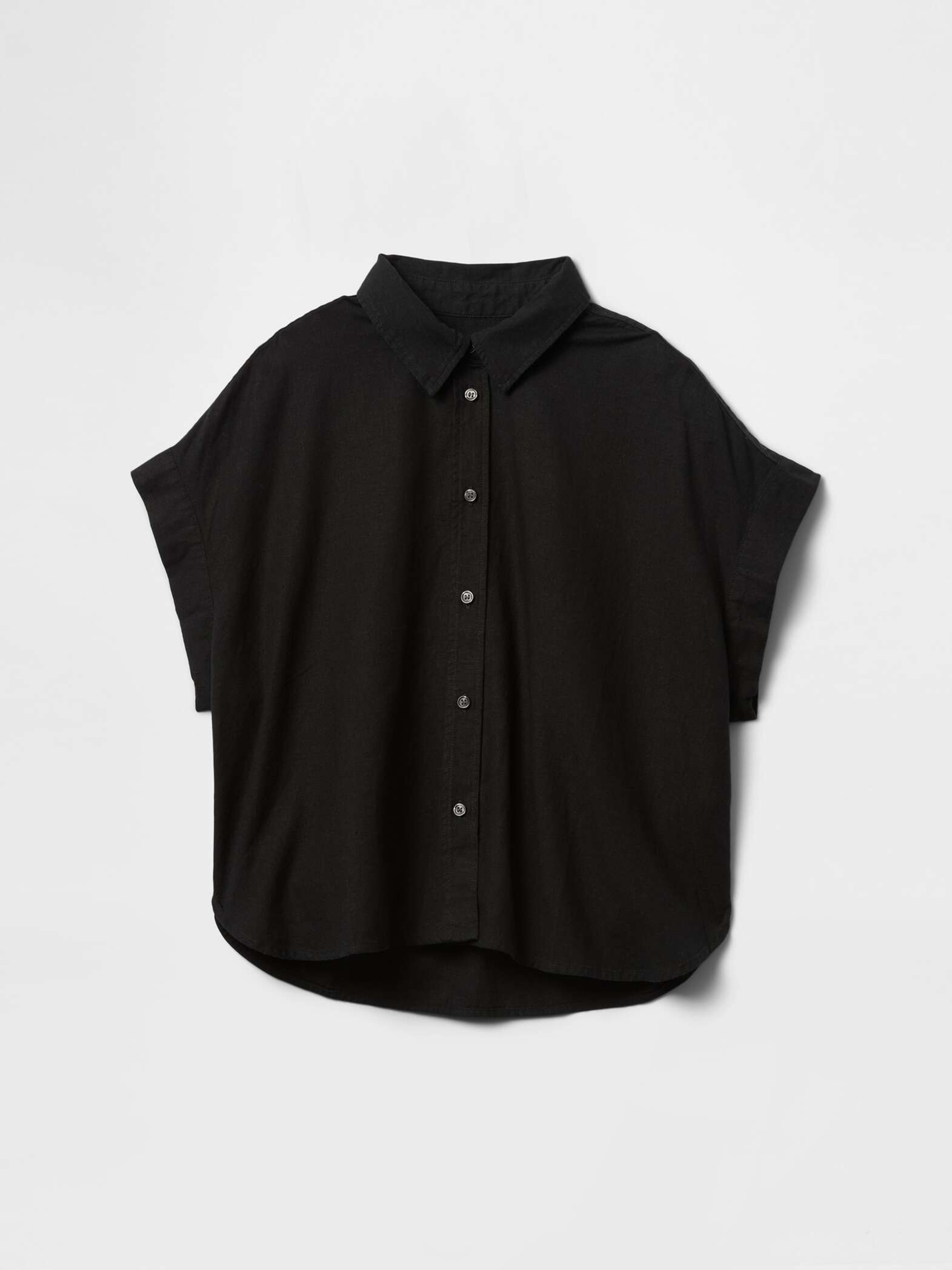 Camicia cropped nera Gap in lino e viscosa_4