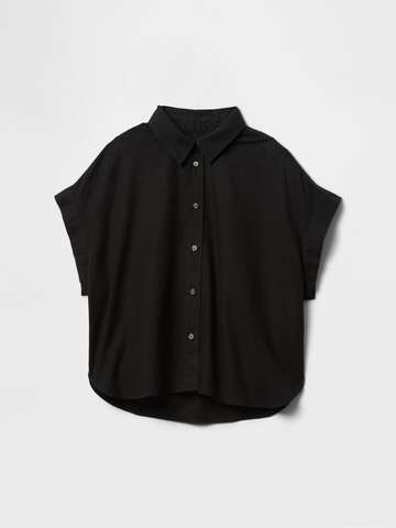 Camicia cropped nera Gap in lino e viscosa_4