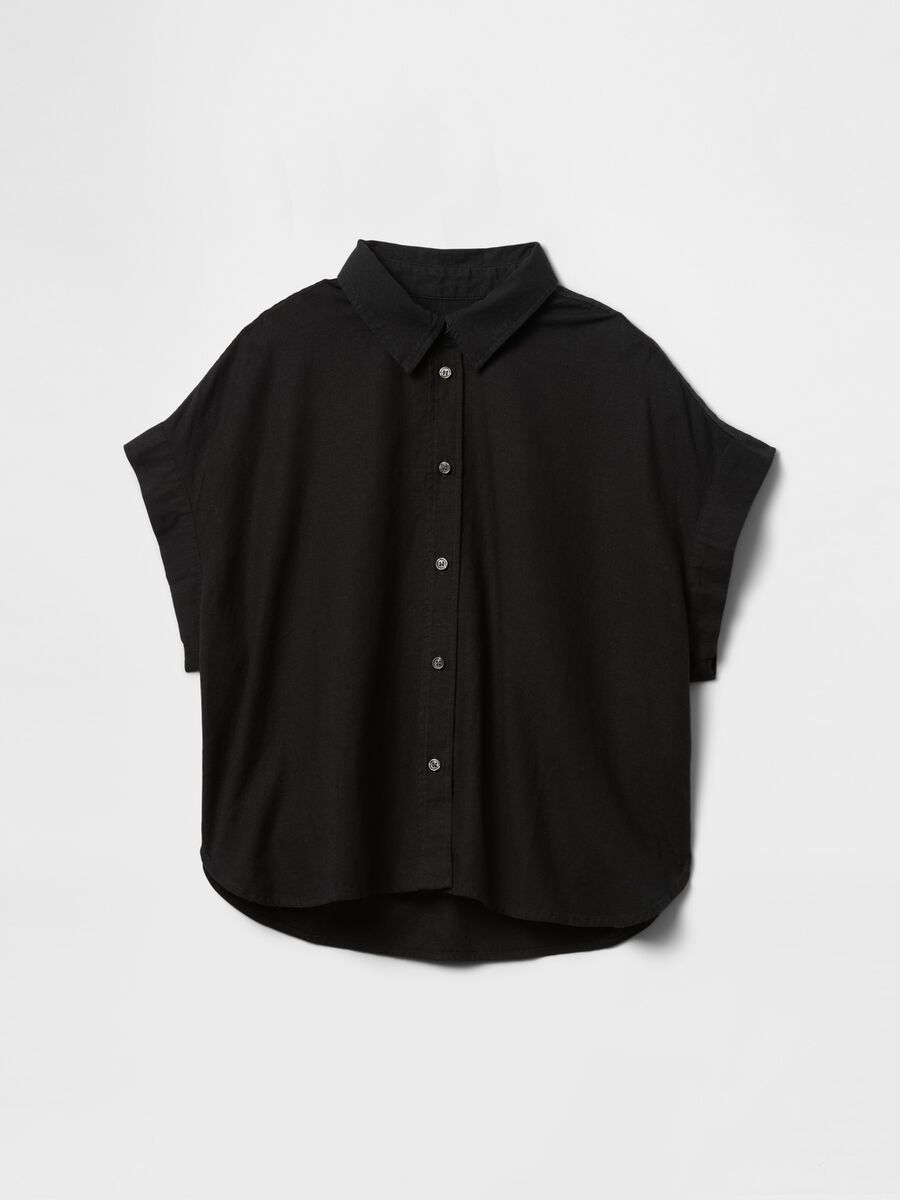 Camicia cropped nera Gap in lino e viscosa Donna_4