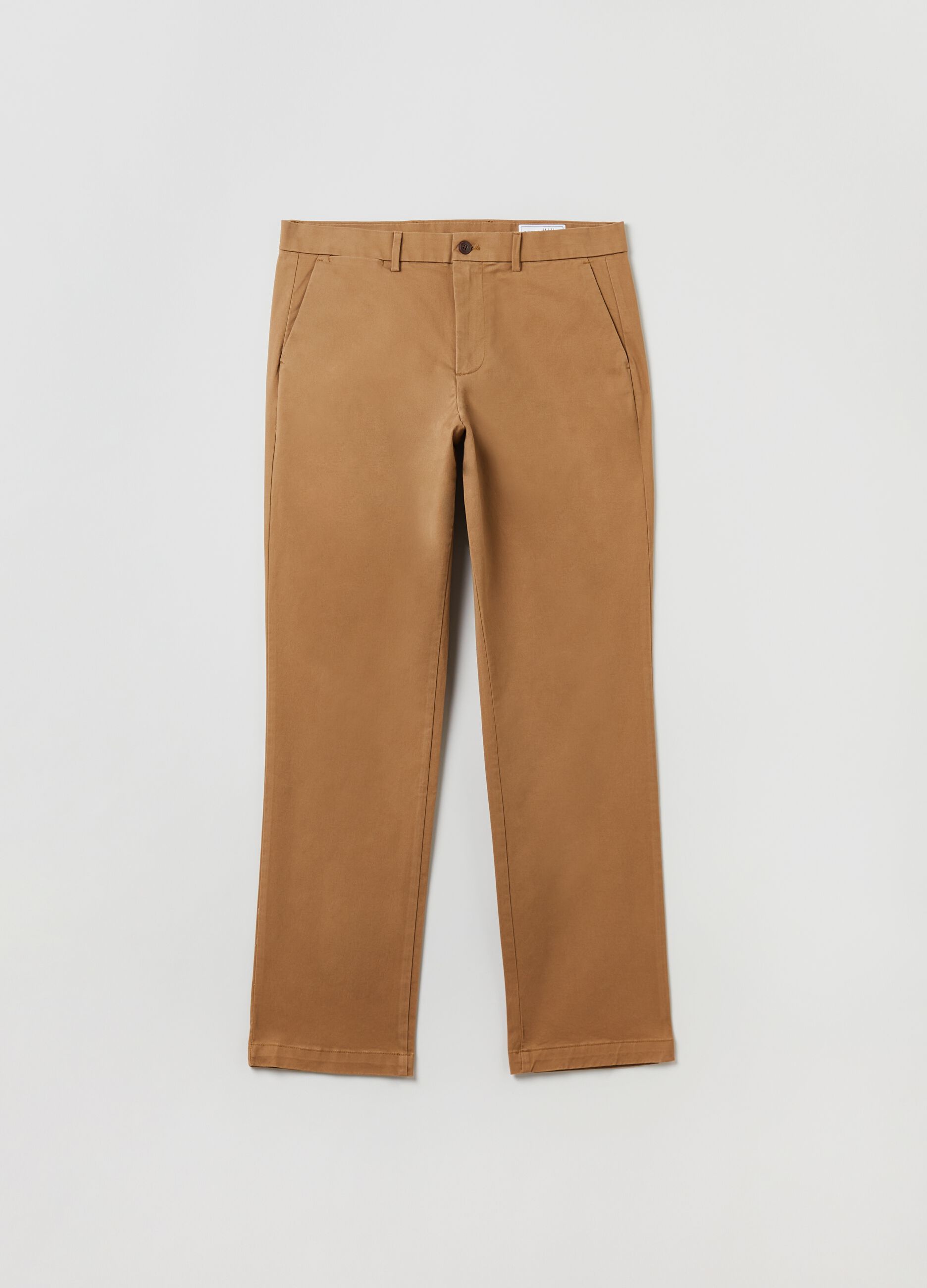 Pantaloni straight fit in cotone stretch_1