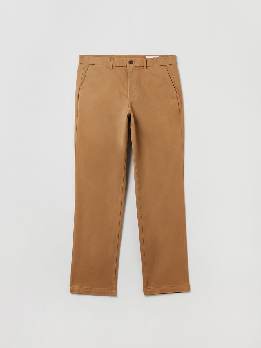 Pantaloni straight fit in cotone stretch Uomo_1