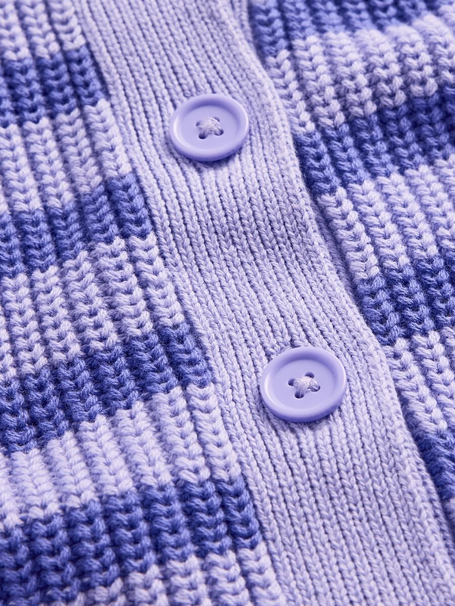 Cardigan viola a righe in cotone Bambina_4