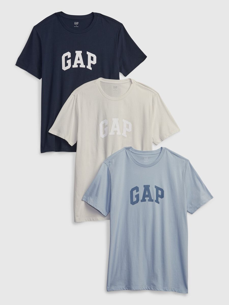 Three-pack T-shirts in cotton with logo print Man_0