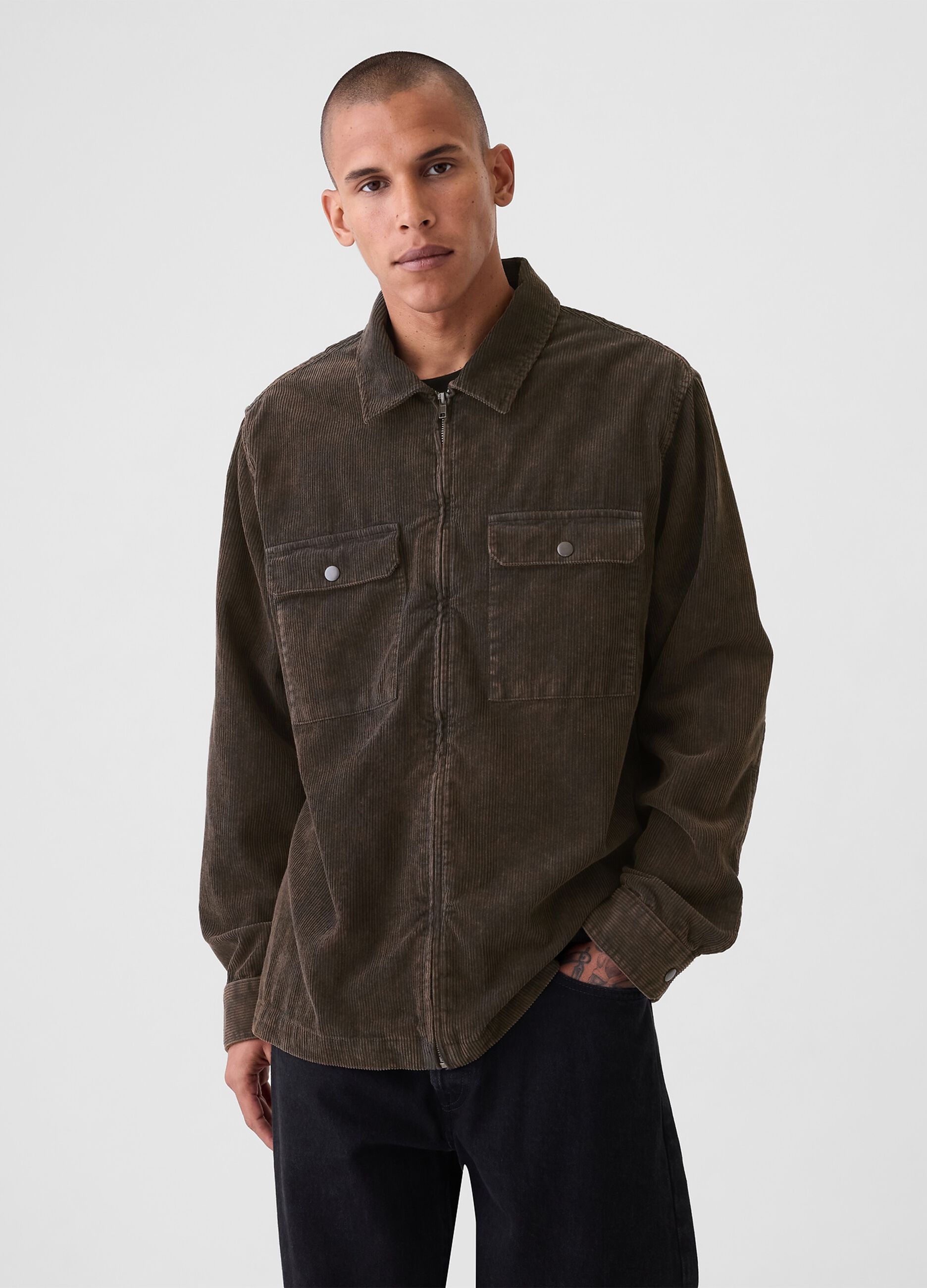 Shacket full-zip in corduroy