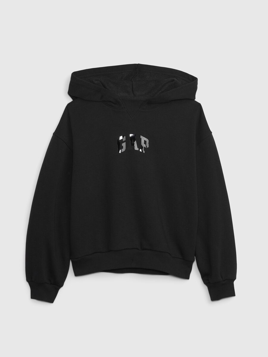Sweatshirt with hood and logo print Girl_1