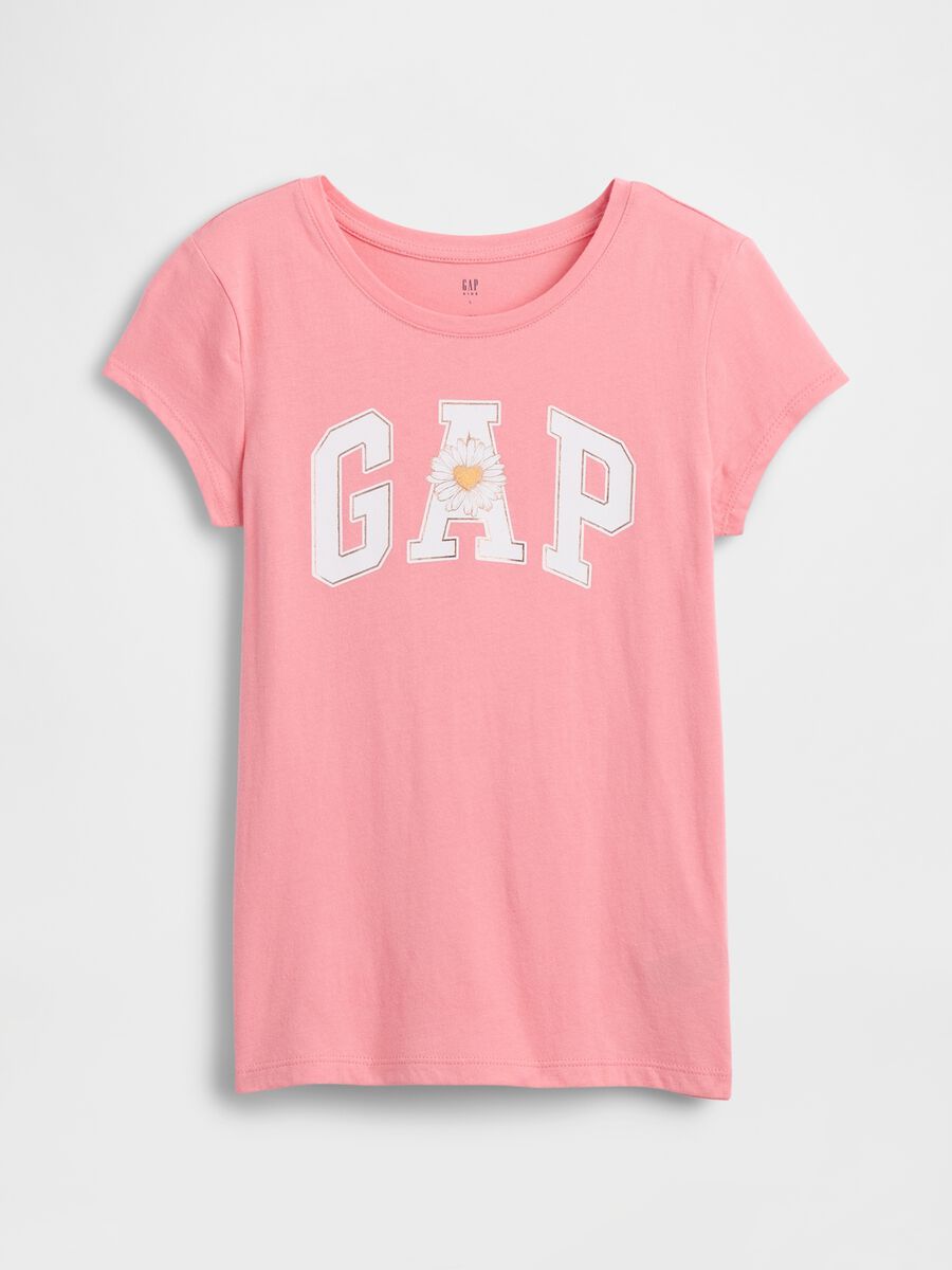 T-shirt a maniche corte in cotone con logo GAP Bambina_2