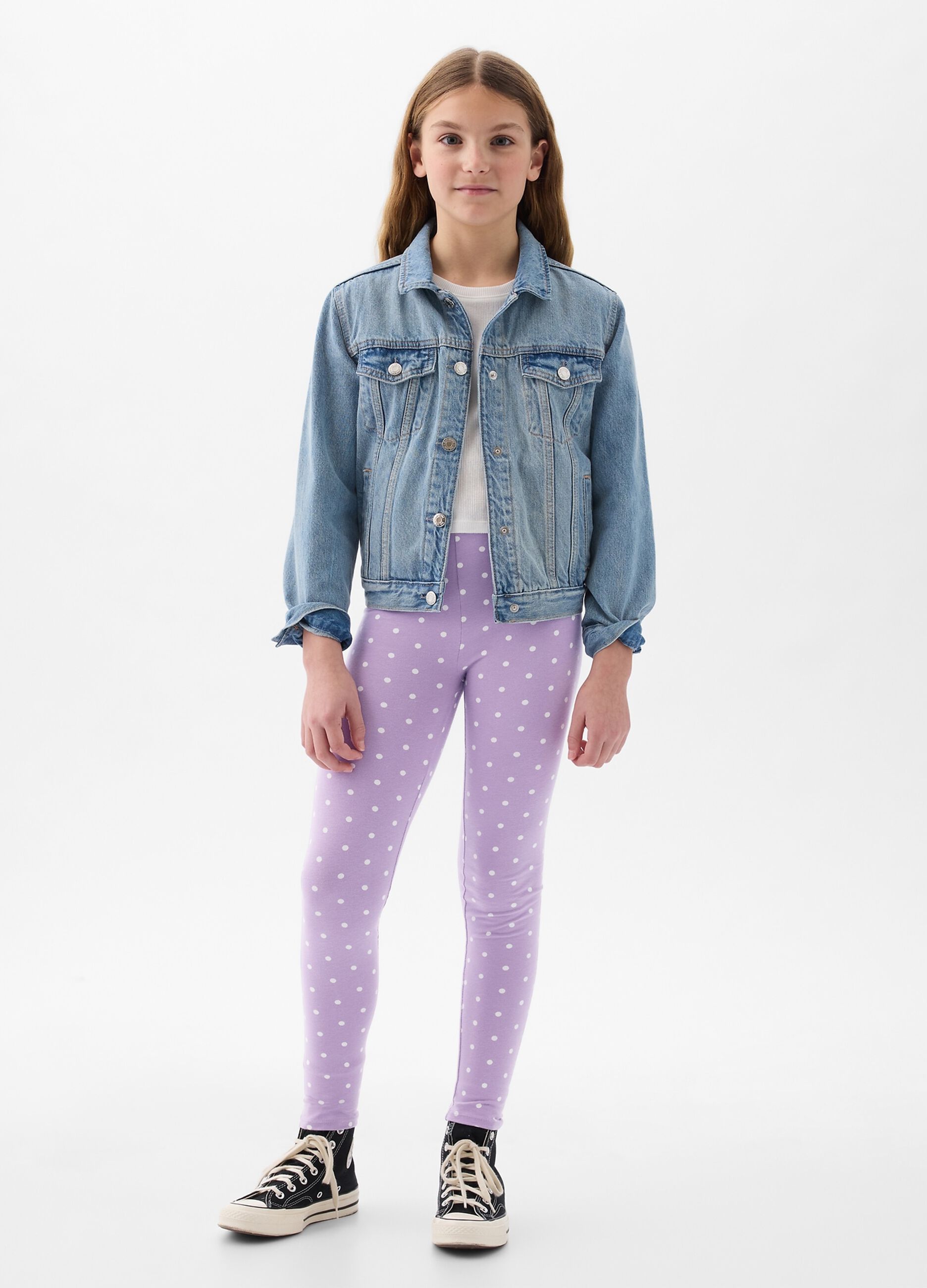 Leggings in cotone stretch a pois