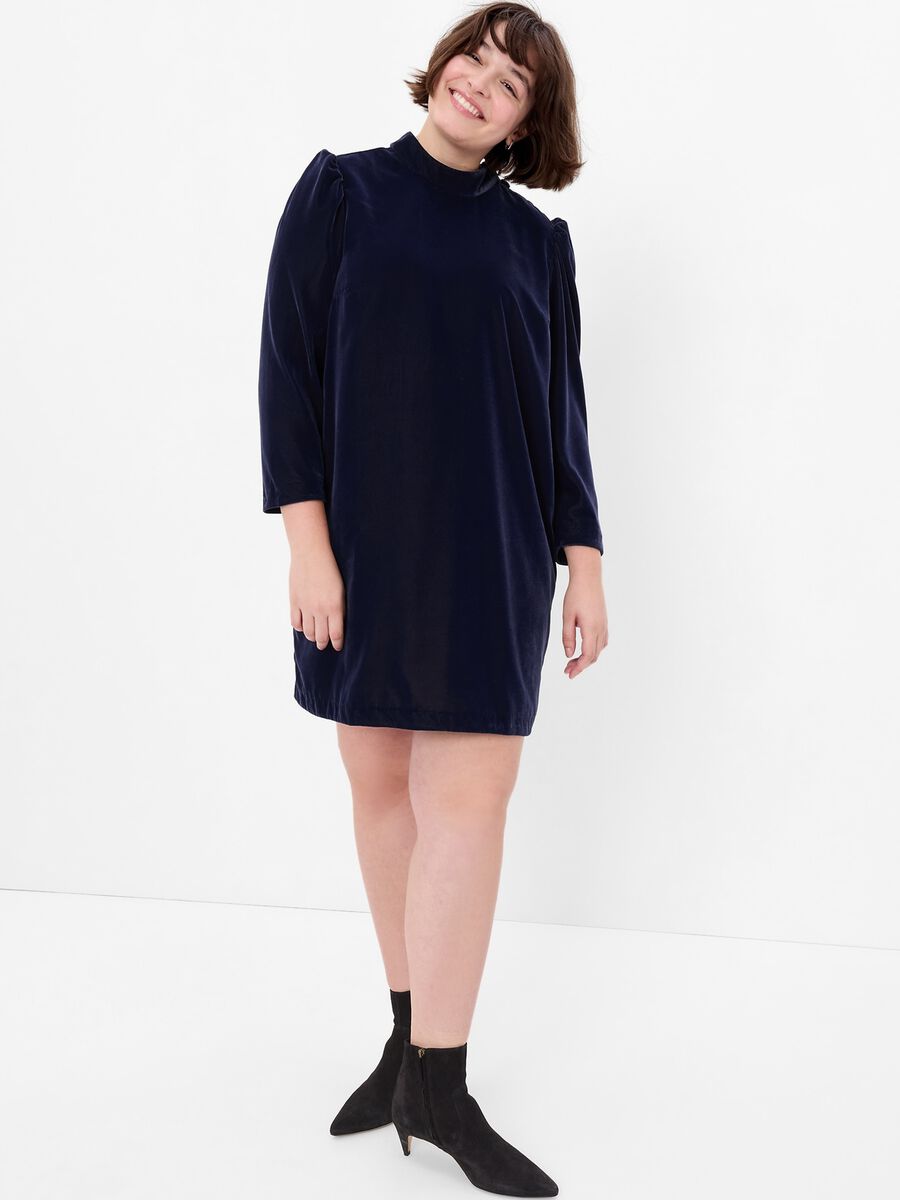 Short velvet dress with puff sleeves Woman_3