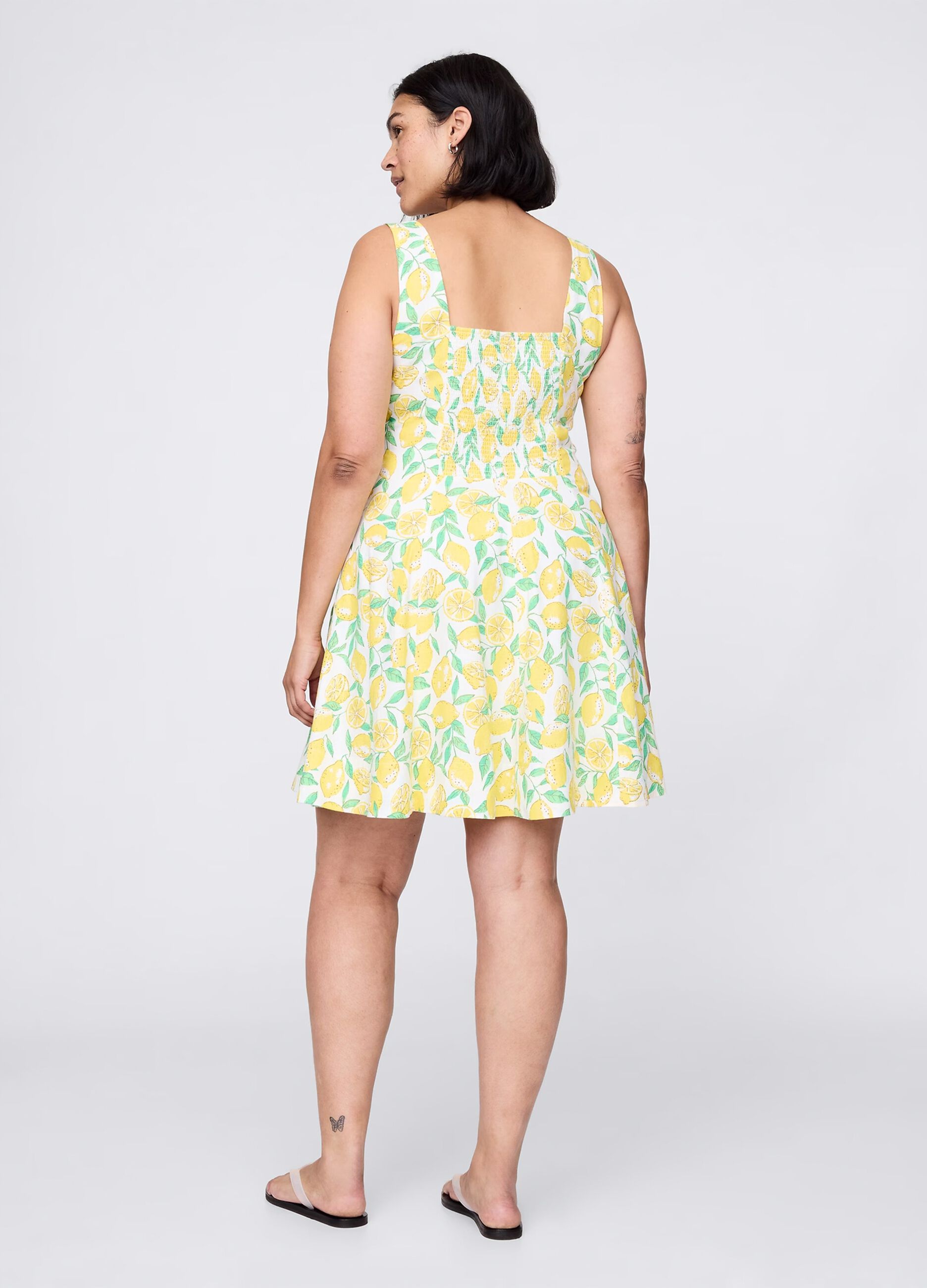 Short multicoloured dress with lemons pattern_4