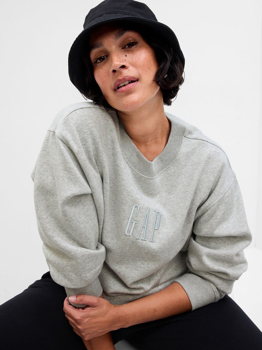 Boyfriend-fit sweatshirt with logo embroidery Woman_3