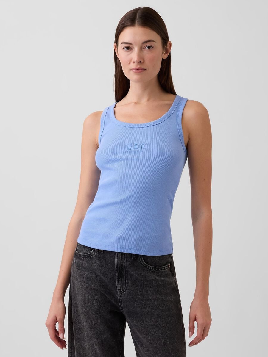 Tank top in cotone elasticizzato con logo GAP Donna_0