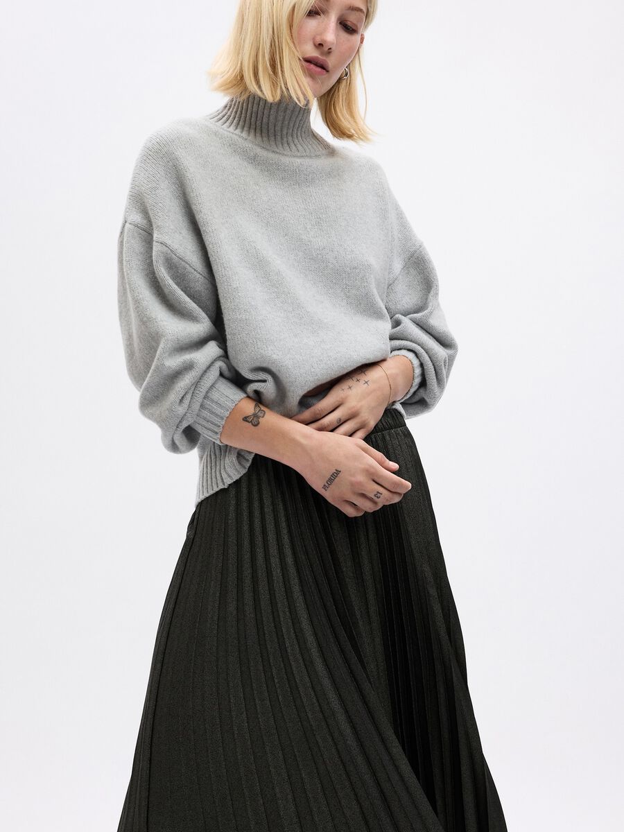 Gonna midi plisse effetto metallizzato Donna_2