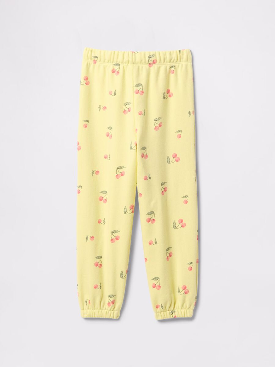 Pantaloni jogger gialli con stampa ciliegia Bimba_1