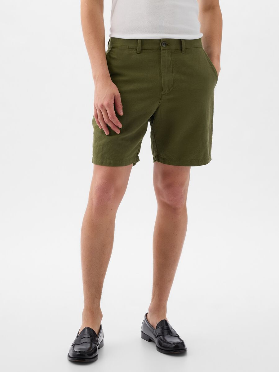 Bermuda relaxed fit in lino e cotone Uomo_1