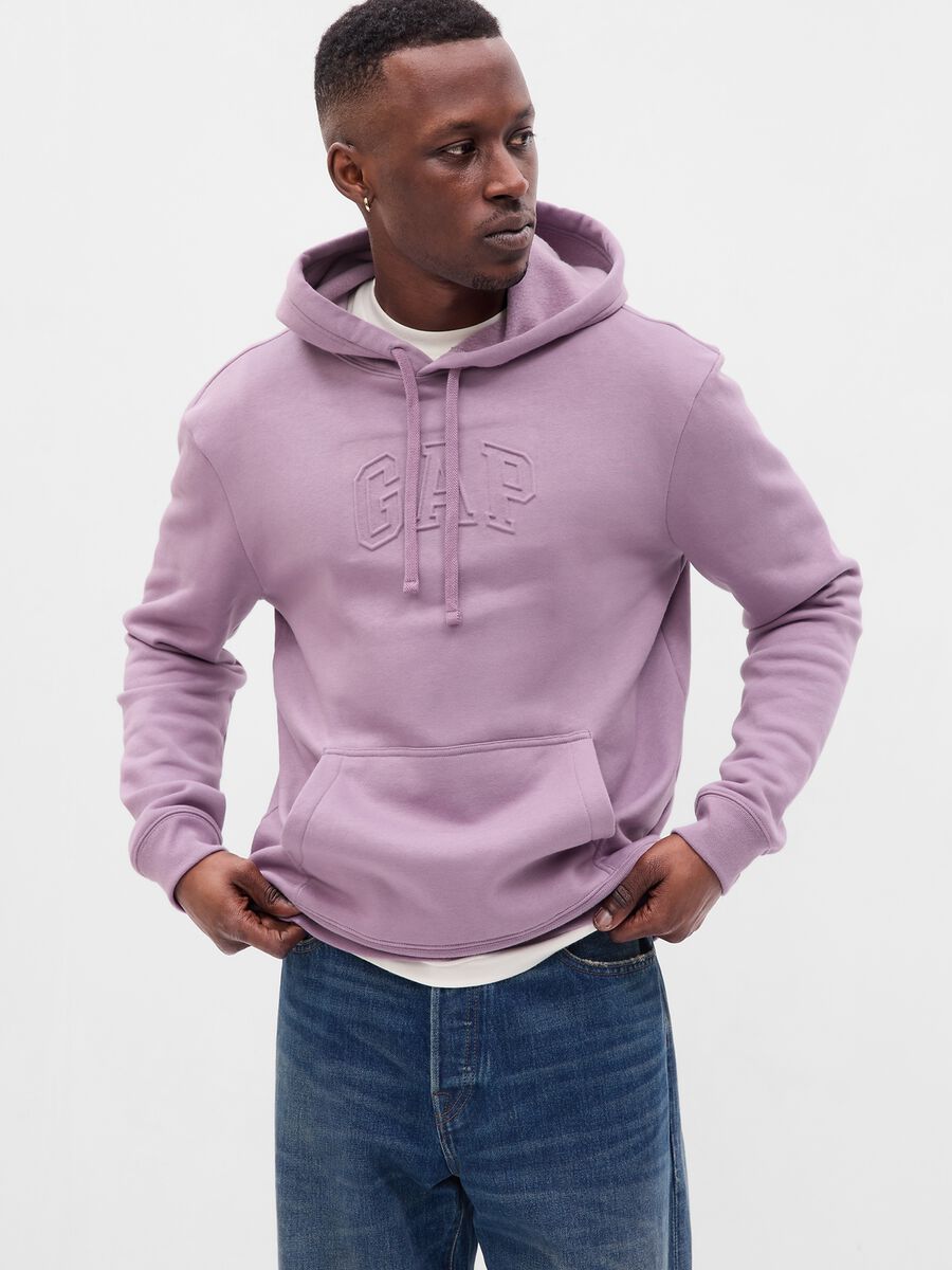 Sweatshirt with hood and raised logo embroidery Man_0