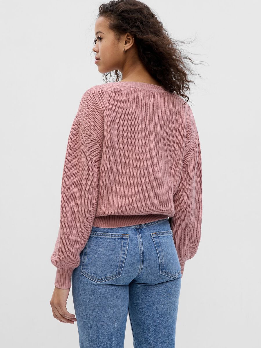 Pullover with round neck and ribbed design Woman_1